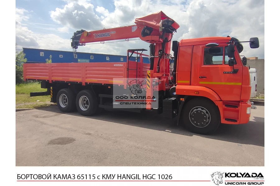 Бортовой КАМАЗ 65115 с КМУ HANGIL HGC 1026 