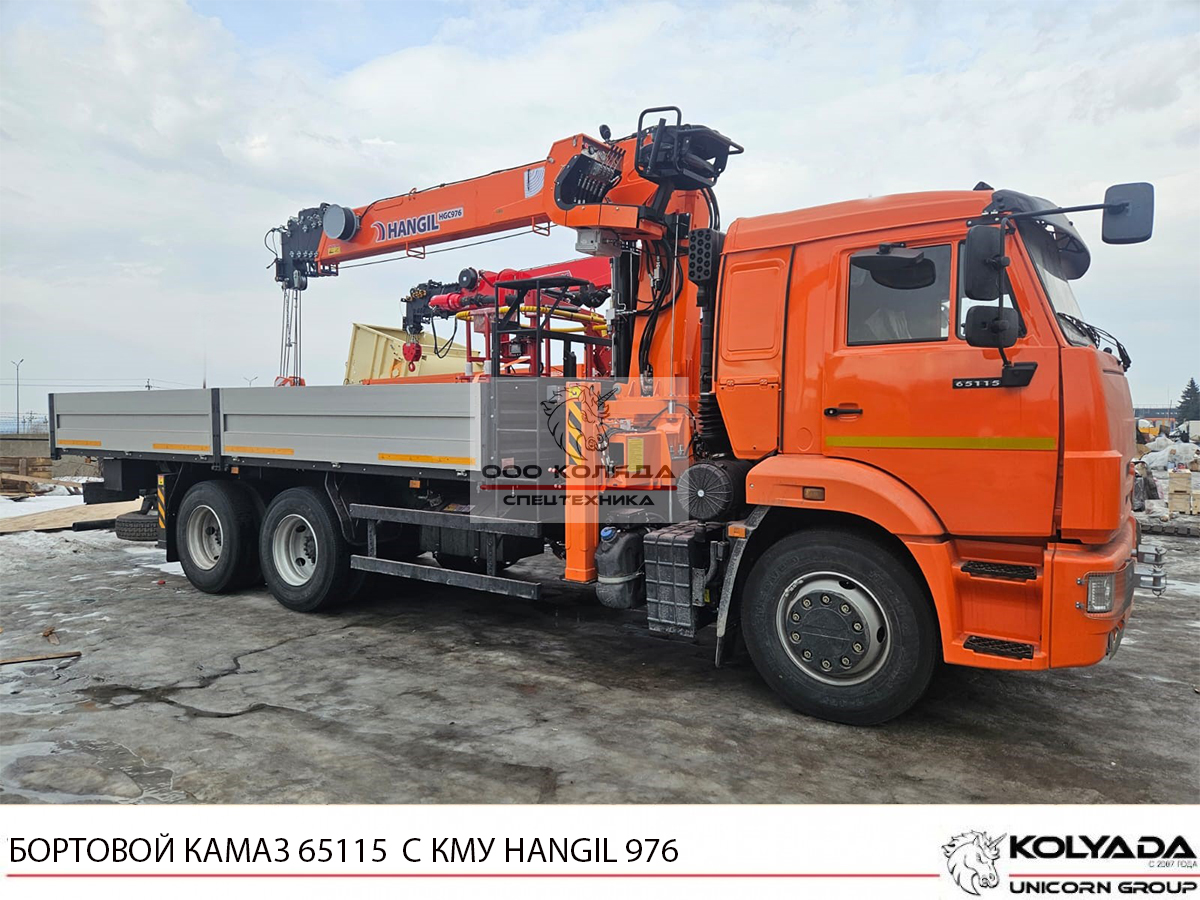 Бортовой КАМАЗ 65115 с КМУ HANGIL HGC 976