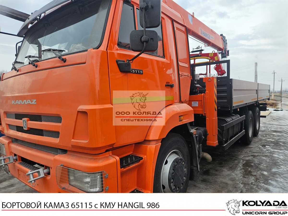 Бортовой КАМАЗ 65115 с КМУ HANGIL HGC 986