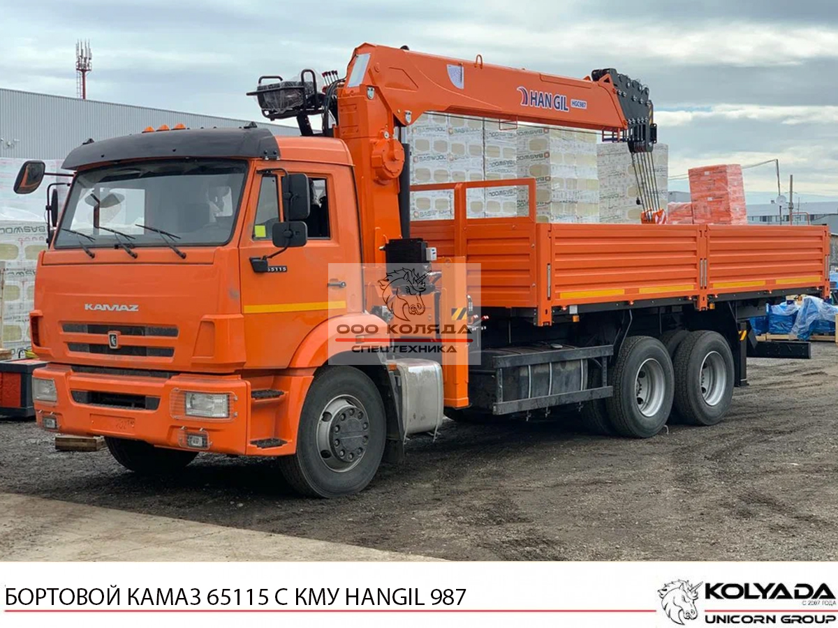 Бортовой КАМАЗ 65115 с КМУ HANGIL HGC 987