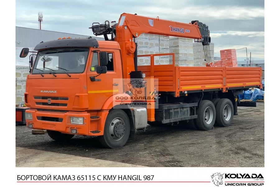Бортовой КАМАЗ 65115 с КМУ HANGIL HGC 987