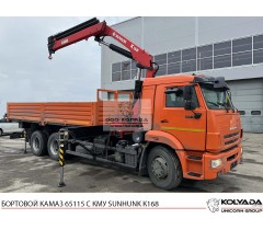Бортовой КАМАЗ 65115 с КМУ SUNHUNK K168