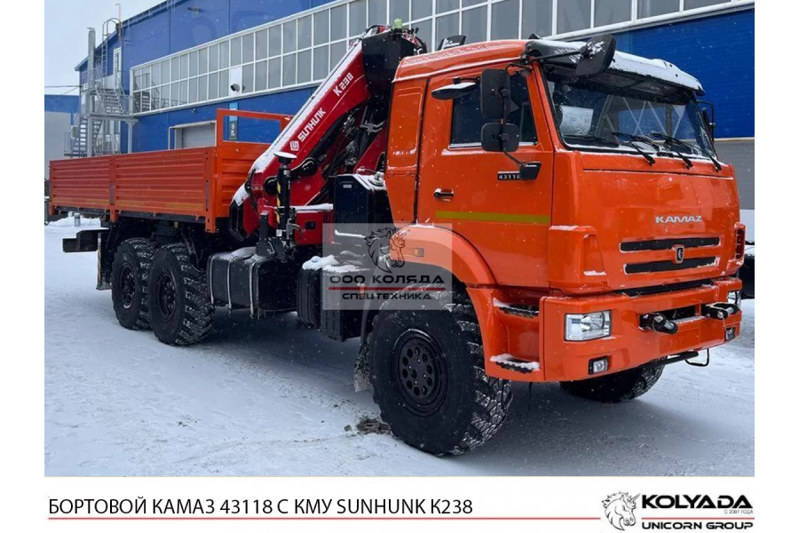 Бортовой КАМАЗ 43118 с КМУ SUNHUNK K238
