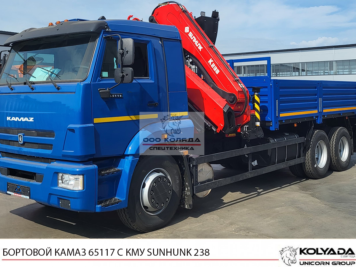 Бортовой КАМАЗ 65117 с КМУ SUNHUNK K238