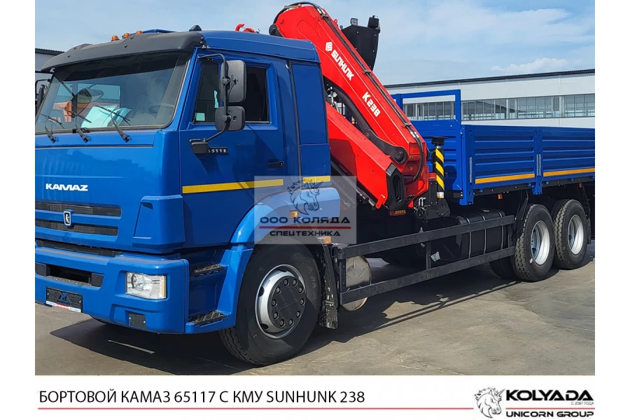 Бортовой КАМАЗ 65117 с КМУ SUNHUNK K238