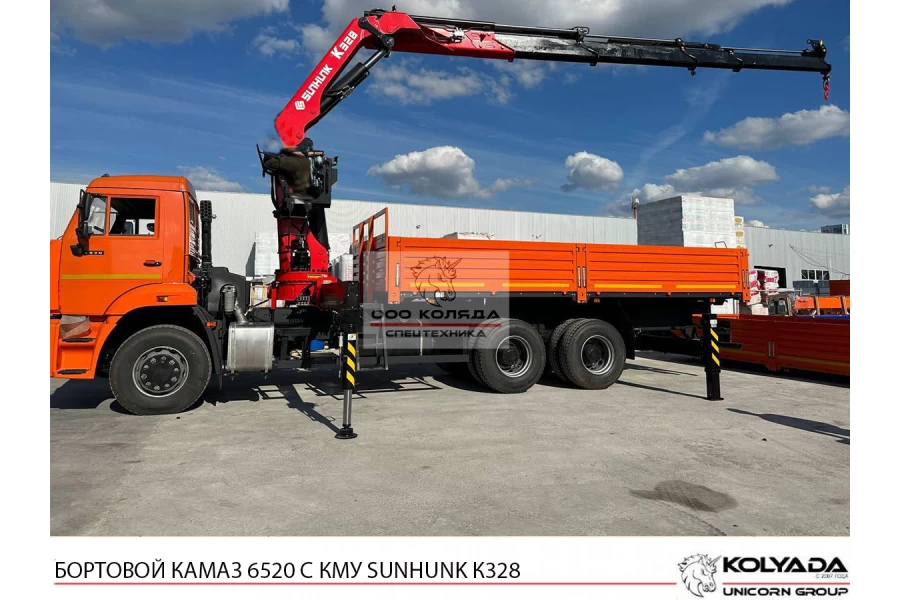 Бортовой КАМАЗ 6520 с КМУ SUNHUNK K328